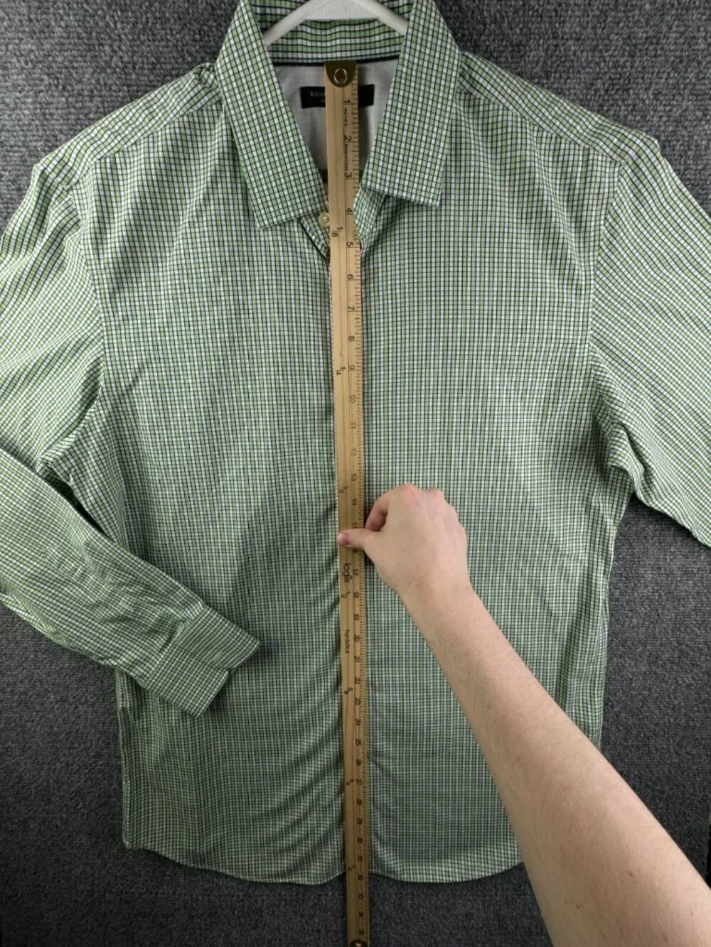 Banana Republic Shirt Men Green Long Sleeve Button Up Slim Fit Non Iron Cotton